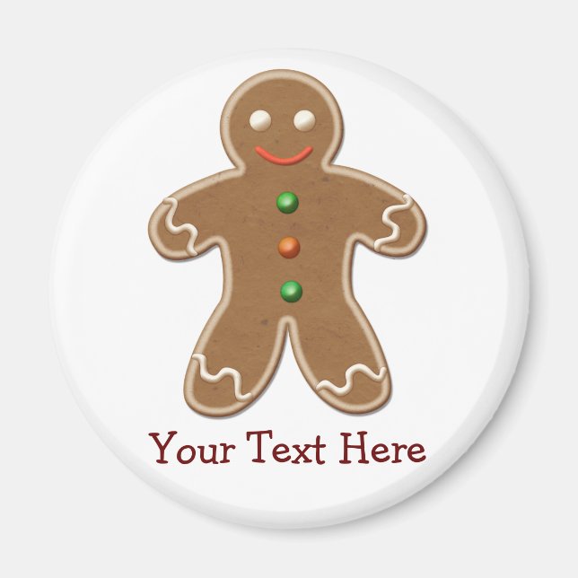 Personalised Cute Holiday Gingerbread Man Magnet (Front)