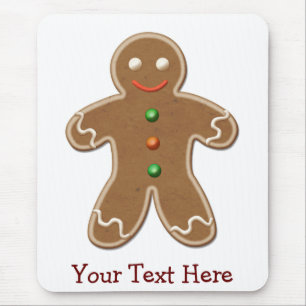 Personalised Cute Holiday Gingerbread Man Mouse Pad