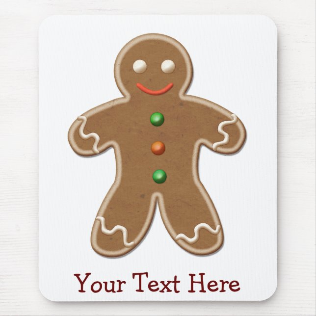 Personalised Cute Holiday Gingerbread Man Mouse Pad (Front)
