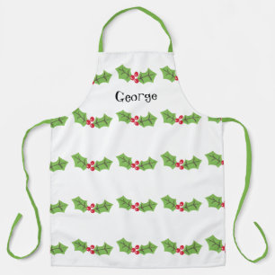 Personalised Cute Holly & Berries Christmas Apron