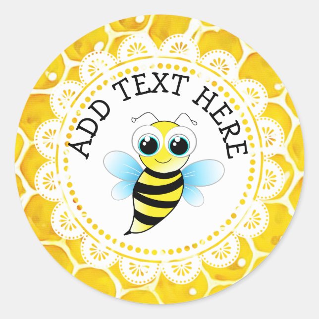 Personalised  Cute Honeybee Honeycomb Stickers (Front)
