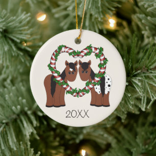 Personalised Cute Horses First Christmas Together Ceramic Tree Decoration