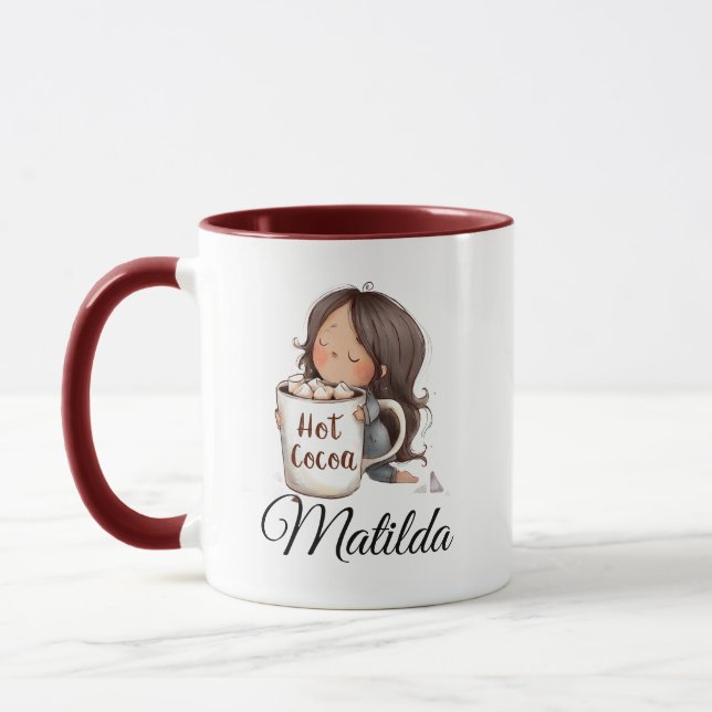 Personalised cute hot cocoa  mug (Left)