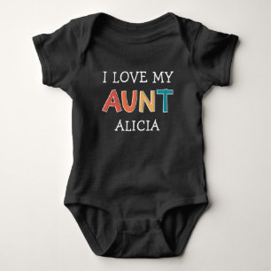 Personalised Cute I Love My Aunt Best Aunt Retro Baby Bodysuit