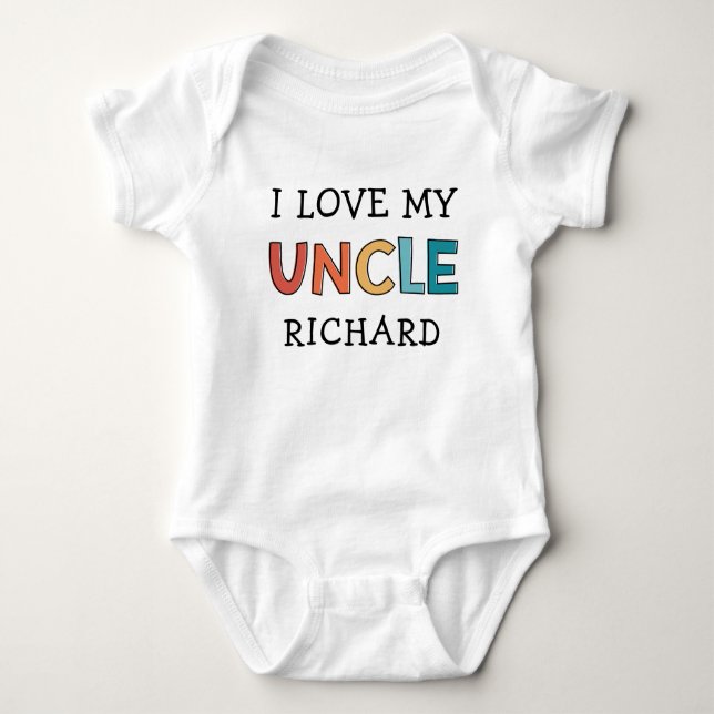 Personalised Cute I Love My Uncle Best Uncle Retro Baby Bodysuit (Front)