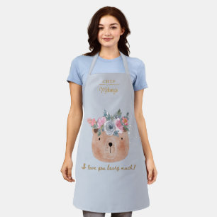 Personalised Cute I Love You Beary Much Ladies' Apron