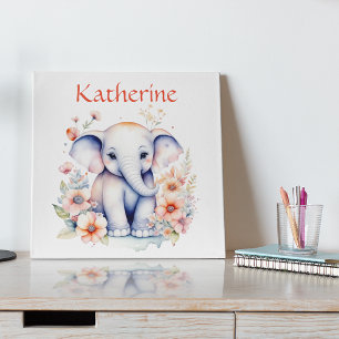 Personalised Cute Illustration of a Baby Elephant Poster