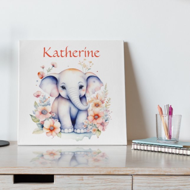 Personalised Cute Illustration of a Baby Elephant Poster (Creator Uploaded)