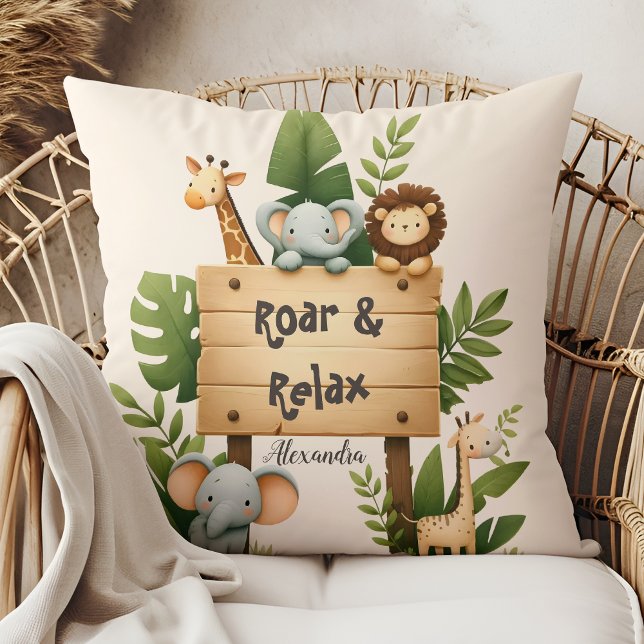 Personalised Cute Jungle Animals Kids  Cushion (Creator Uploaded)