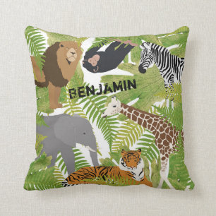 Personalised Cute Jungle Animals Safari Boy   Girl Cushion