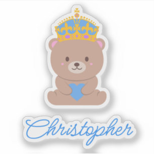 Personalised Cute Kawaii Blue Royal Prince Bear