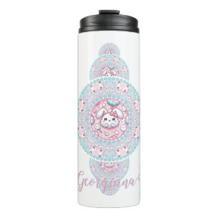 Personalised Cute Kawaii Bunny Ornamental Mandala Thermal Tumbler