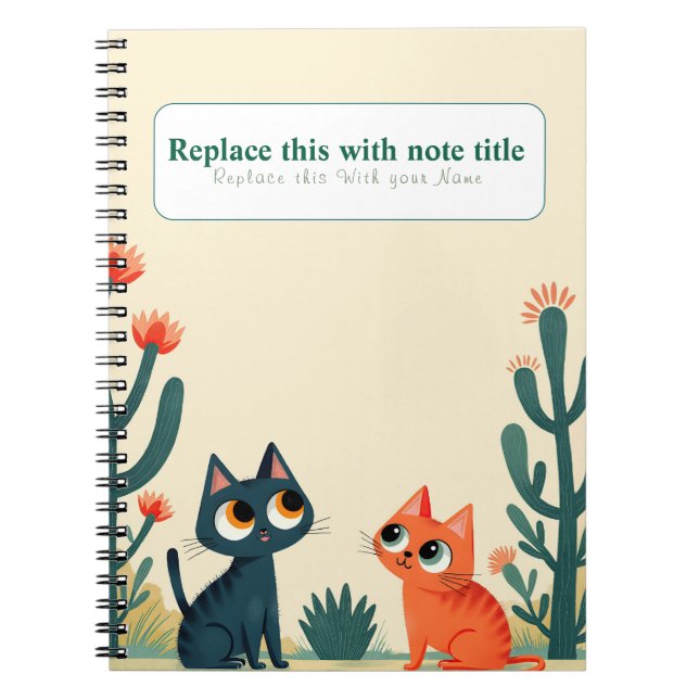 Personalised Cute Kawaii Cat Notebook (Front)