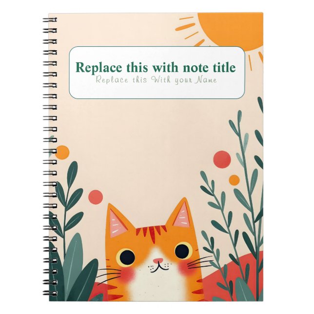Personalised Cute Kawaii Cat Notebook (Front)