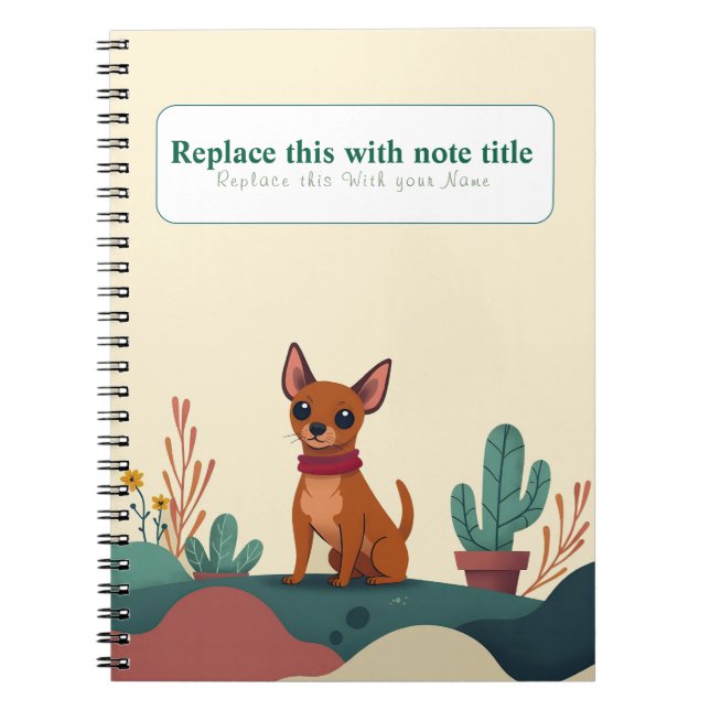 Personalised Cute Kawaii Dog Notebook (Front)