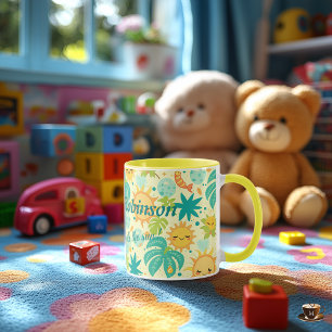 Personalised Cute Kawaii Kids, with Sun & Palm Mug