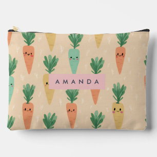 Personalised Cute Kawaii Pastel Carrot Faces  Accessory Pouch