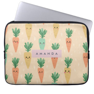 Personalised Cute Kawaii Pastel Carrot Faces Laptop Sleeve