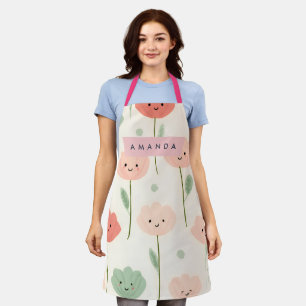 Personalised Cute Kawaii Pastel Smiling Flower  Apron