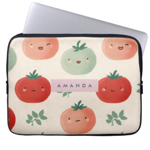 Personalised Cute Kawaii Pastel Tomato Faces Laptop Sleeve