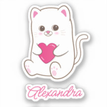Personalised Cute Kawaii Pink Heart Cat Name