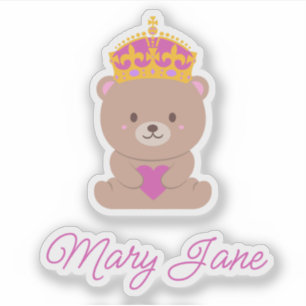 Personalised Cute Kawaii Pink Royal Princess Bear