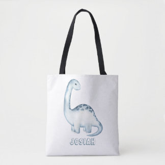 Personalised Cute Kids Blue Dinosaur Tote Bag