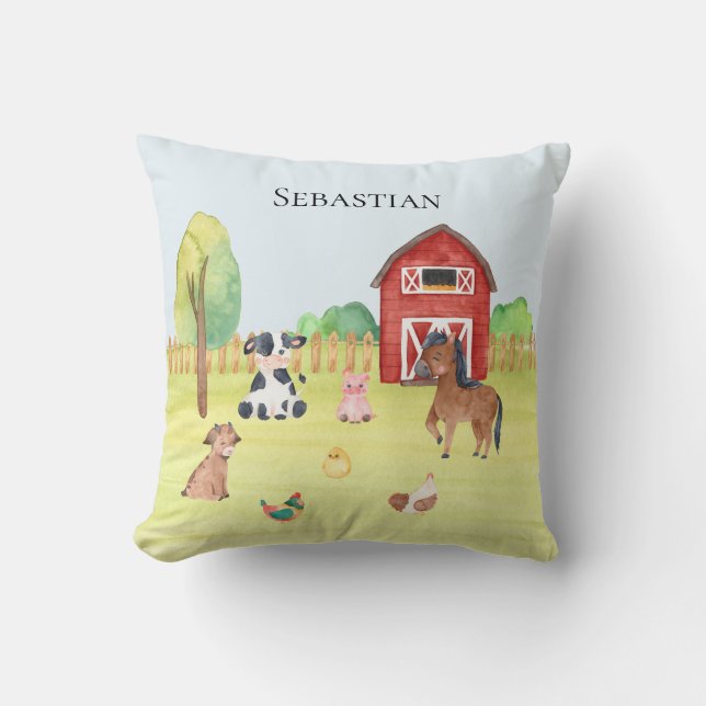 Personalised cute  kids farm animals  cushion (Front)