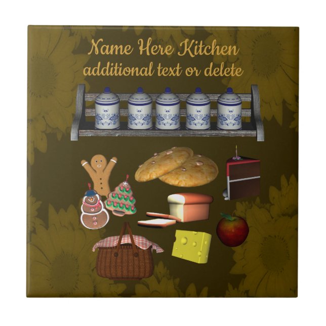 Personalised Cute Kitchen Design Ceramic Tile (Front)