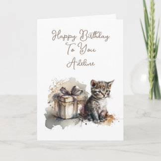 Personalised Cute Kitten and Birthday Gift Card