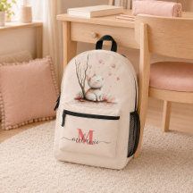 Personalised Cute Kitten with Hearts" Kids School 
