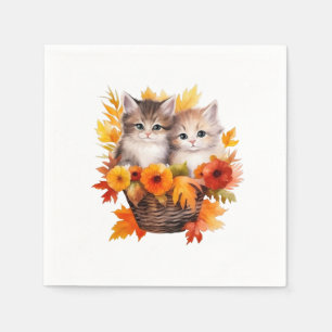 Personalised Cute Kittens Cats in Basket Napkin