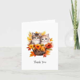 Personalised Cute Kittens Cats in Basket Thank You Card