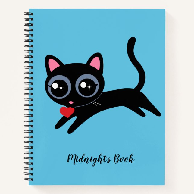 Personalised Cute Kitty Cat Heart Thief Notebook (Front)