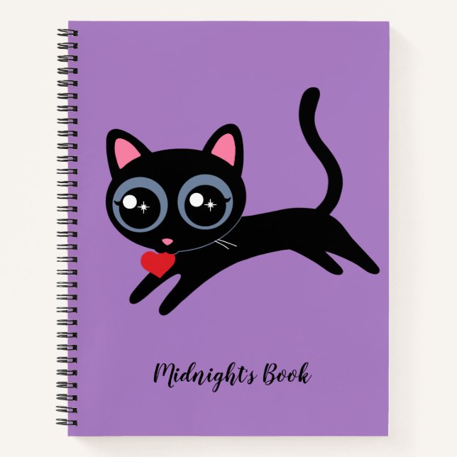 Personalised Cute Kitty Cat Heart Thief Notebook (Front)