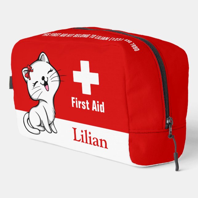 Personalised Cute Kitty First Aid Kit Bag (Right Corner)