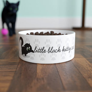Personalised Cute Kitty Name Black Cat Bowl