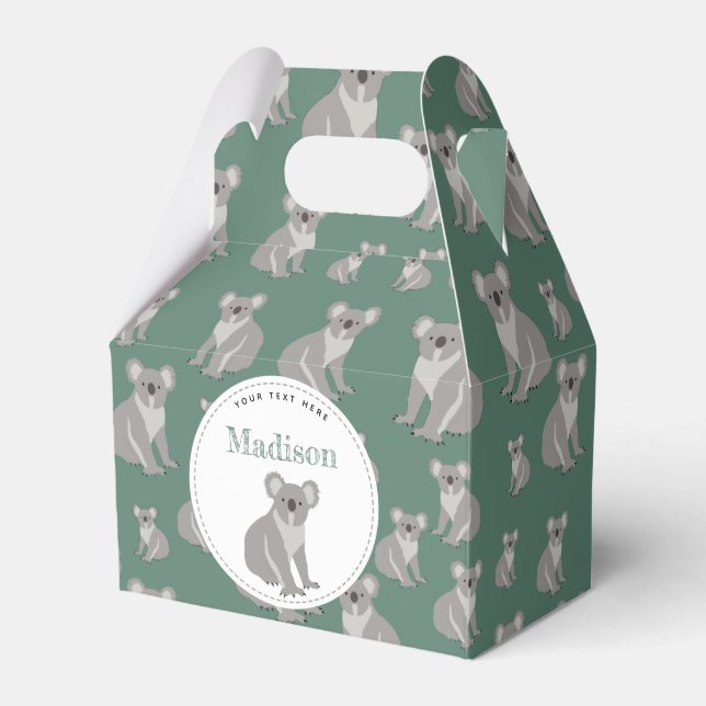 Personalised Cute Koala Pattern  Favour Box (Front Side)