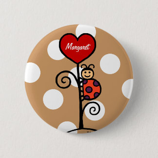 Personalised Cute LadyBug drawing 6 Cm Round Badge