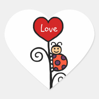 Personalised Cute LadyBug drawing Heart Sticker