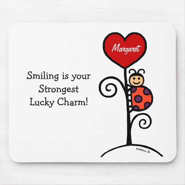 Personalised Cute LadyBug drawing Mouse Pad (Front)