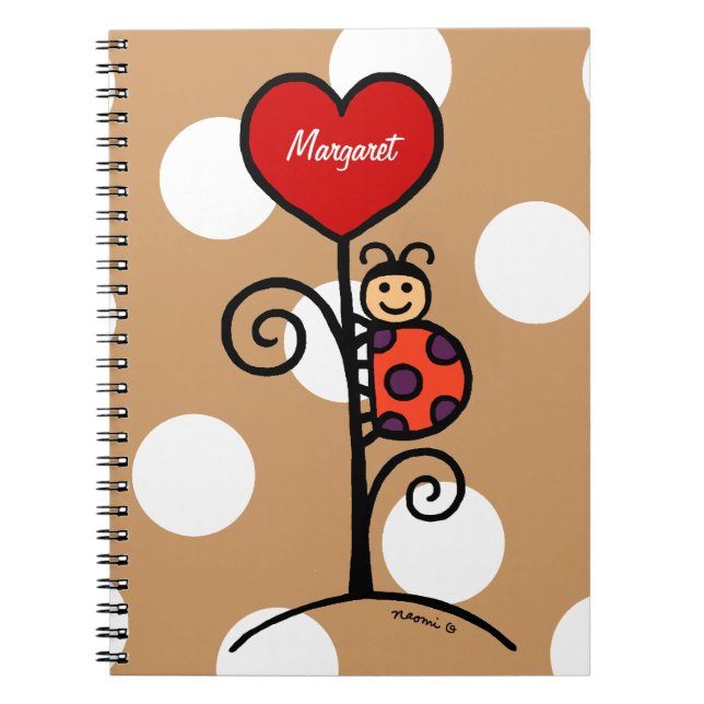 Personalised Cute LadyBug drawing Notebook (Front)