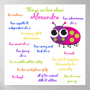 Personalised "Cute Ladybug" Poster for GIrls