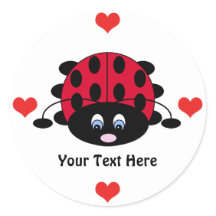 Personalised Cute Ladybug with Hearts Stickers