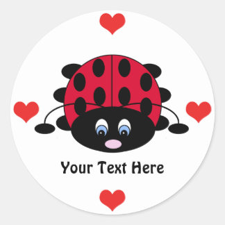 Personalised Cute Ladybug with Hearts Stickers