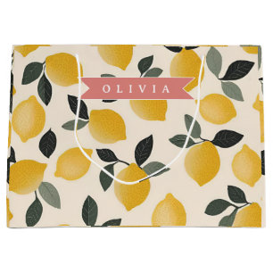Personalised Cute Lemon Pattern Fresh Summer Large Gift Bag