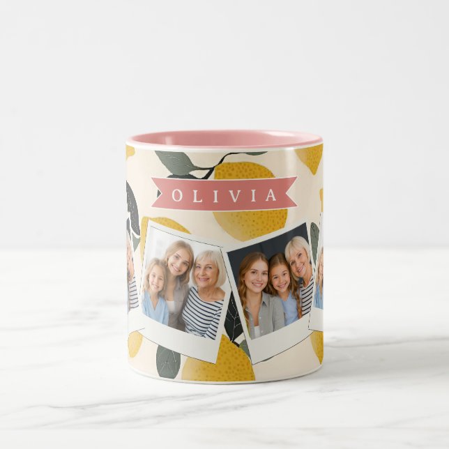 Personalised Cute Lemon Pattern Fresh Summer Two-Tone Coffee Mug (Center)
