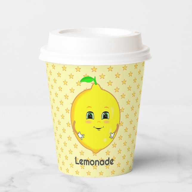 Personalised Cute Lemon & Star Pattern Paper Cups (Front)