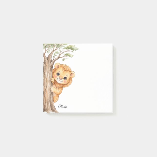 Personalised Cute Lion Cub Tree Sticky Notes (Front)