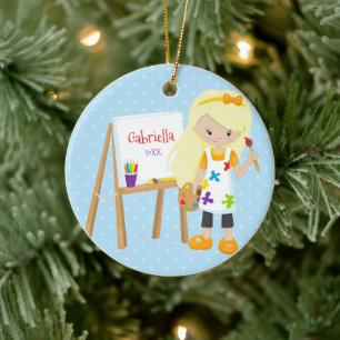 Personalised Cute Little Artist Christmas Ornament